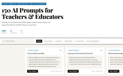 teacher prompt library for ChatGPT