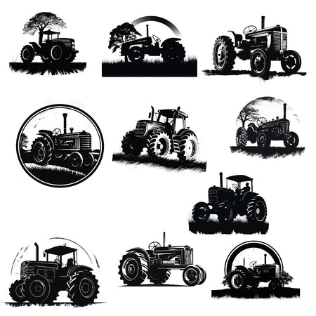 "Set of 10 Unique Tractor Designs in PNG Format"