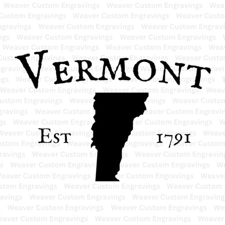 "Digital Art of Vermont State Outline with Established Date"