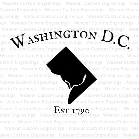 "Digital Art of Washington DC Outline with Established Date"