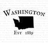 "Washington State Silhouette Established 1889 SVG, PNG Graphic"