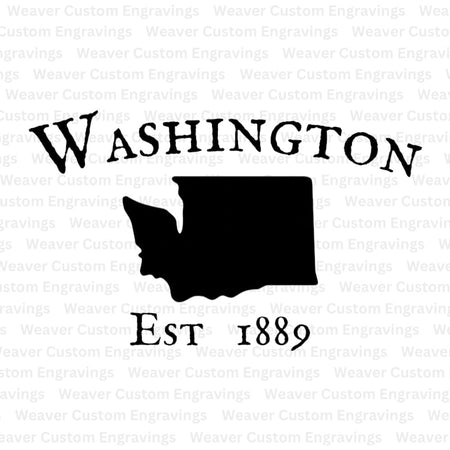 "Digital Art of Washington State Outline with Established Date"