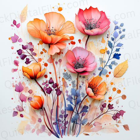 Minimalist floral watercolor artwork PNG