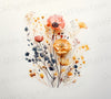 Wabi Sabi watercolor flowers digital art download