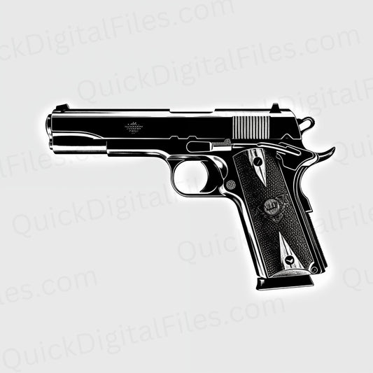 Black and white gun silhouette vector on white background digital download