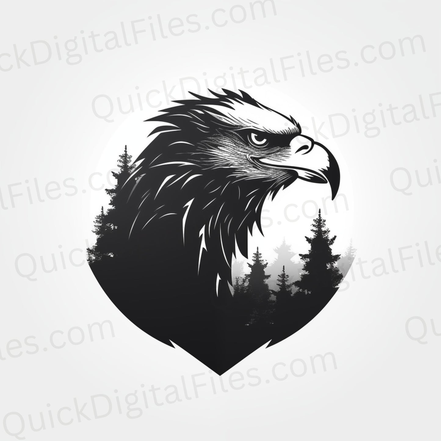 Eagle silhouette with forest logo