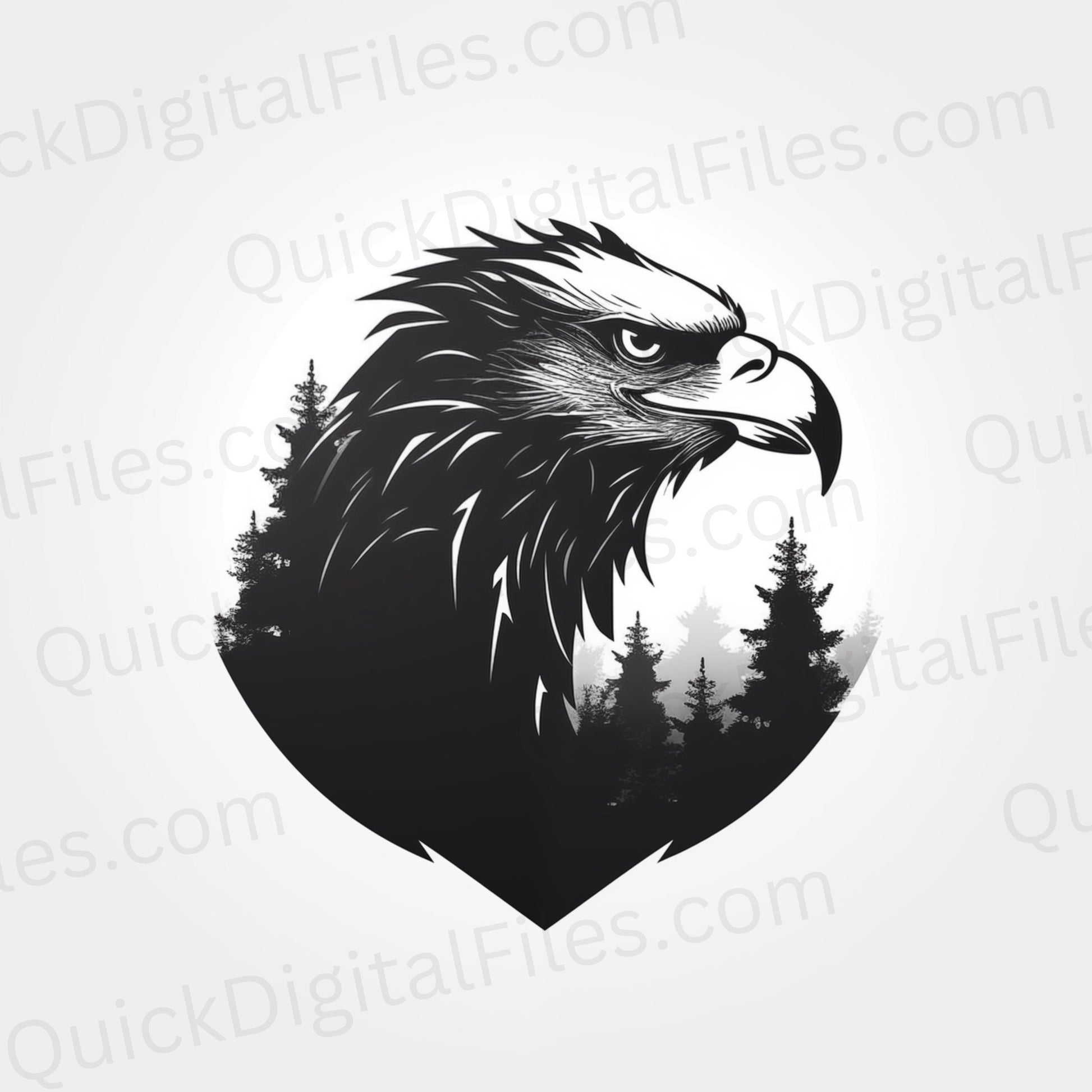 Eagle silhouette with forest logo