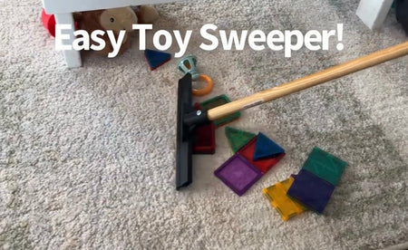 Innovative toy sweeper shovel 3D print file to fasten to broom handles.