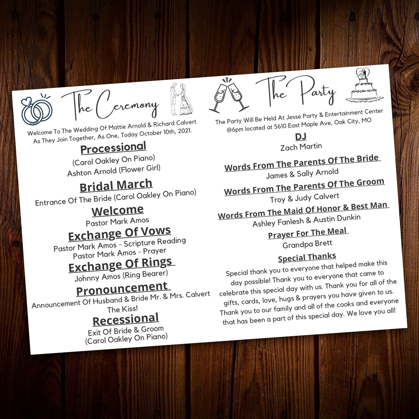 "Customizable Wedding Program Template for Modern Couples"