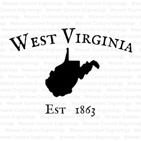 "Digital Art of West Virginia State Outline with Established Date"