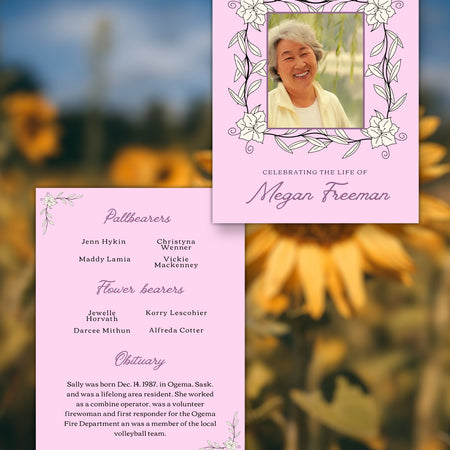 "Printable Memorial Service Template for Women"