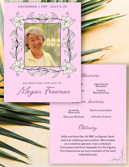 "Editable Memorial Service Template via Canva"