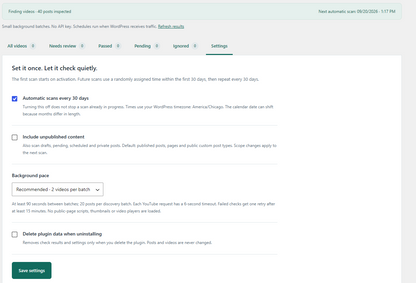 wordpress video audit