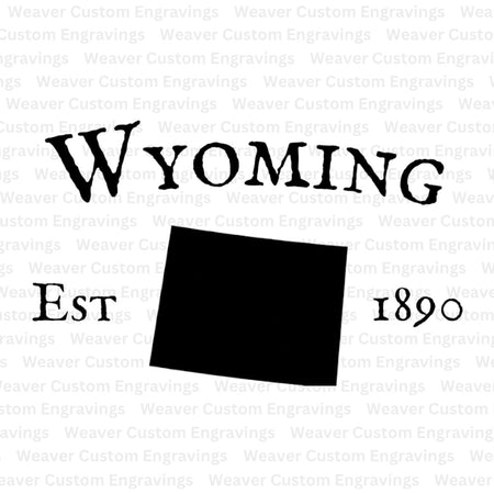 "Digital Art of Wyoming State Outline with Established Date"